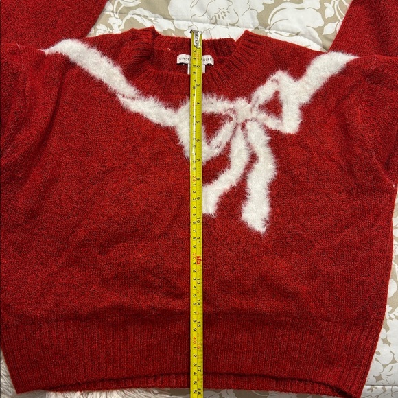 Sincerely Jules Red Sweater with White Bow Accent - Picture 5 of 5